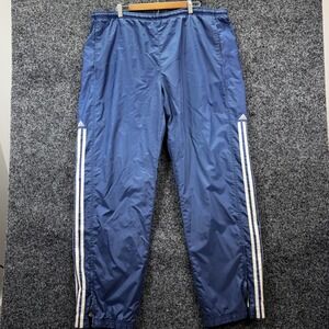 Adidas Mens 2XL Navy Blue White Stripe Windbreaker Track Pants Mesh Lined Vtg